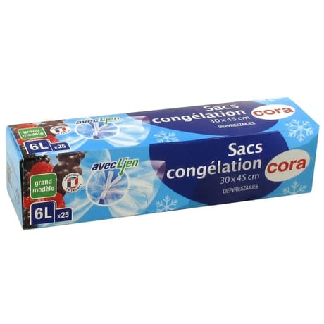 Cora sacs congélation x25 à soufflet grand modèle