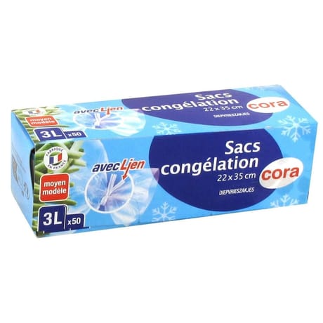 Cora sacs congélation x50 à soufflet moyen modèle
