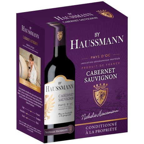 By haussmann vin pays d'oc cabernet sauvignon rouge bib 3l 13%vol