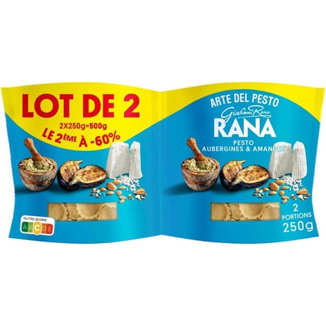 Rana pâtes fraiches ravioli pesto aubergines et amandes x2 - 2ème -60% - 500g