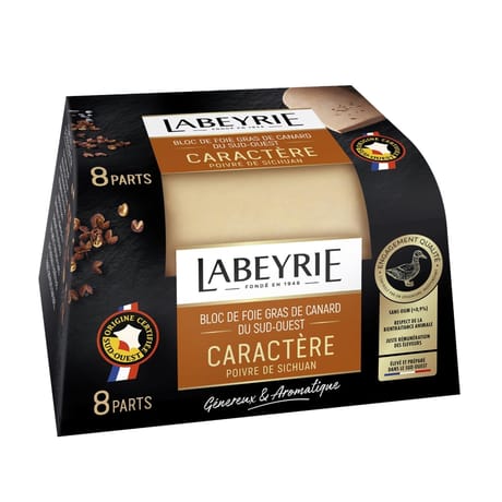 Labeyrie bloc de foie gras de canard du sud ouest barquette 285g caractère