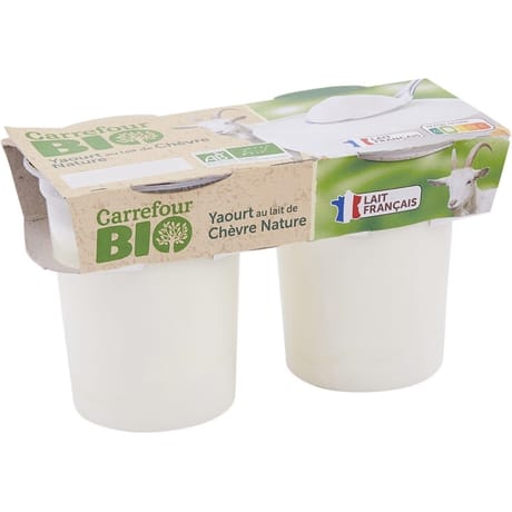 Carrefour bio yaourt chèvre nature 2x125g