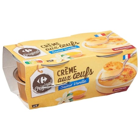Carrefour original crème aux oeufs vanille 4x100g