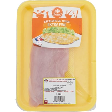 Carrefour coeur de marché escalope de dinde extra fine