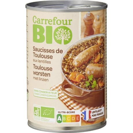 Carrefour bio saucisses lentilles bio 420g