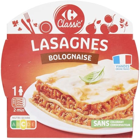 Carrefour classic' plat cuisiné lasagne bolognaise 300g