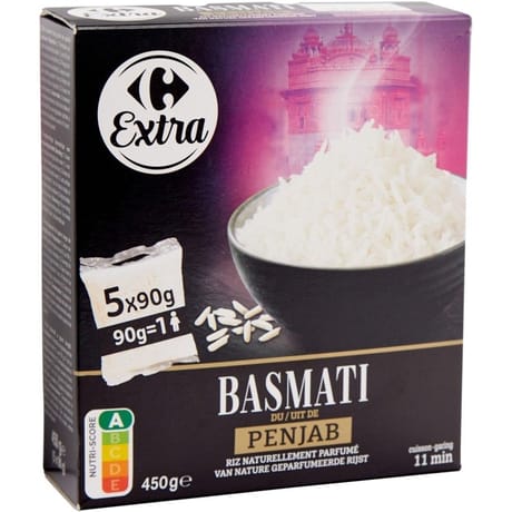 Carrefour extra riz basmati du penjab 5 sachets de 90g