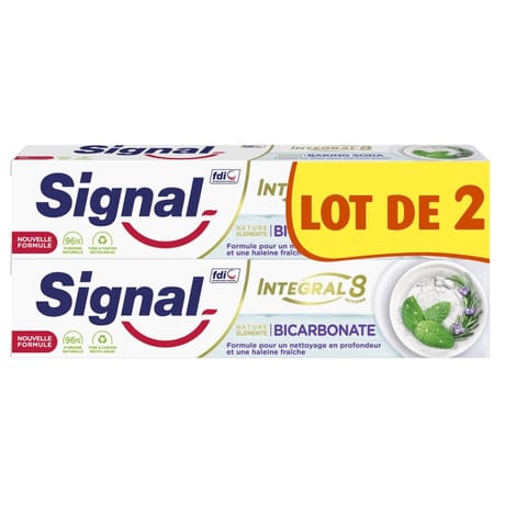 Signal Integral 8 dentifrice Nature Elements Bicarbonate fraîcheur & détox 2X75ml