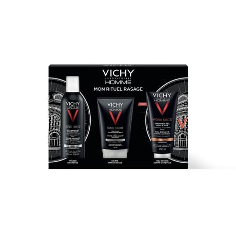 Vichy homme coffret rituel rasage mar 200ml + baume ar 75ml + gd 200ml offert