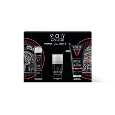 Vichy homme coffret bien-être soin anti fatigue 50ml+deo roll on 50ml+gel