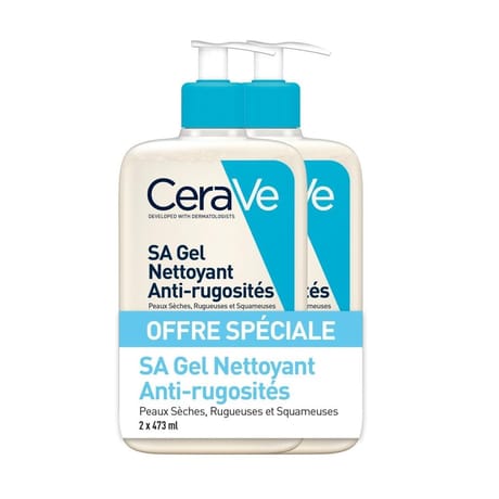 Cerave lot gel nettoyant anti-rugosités 473 ml x2