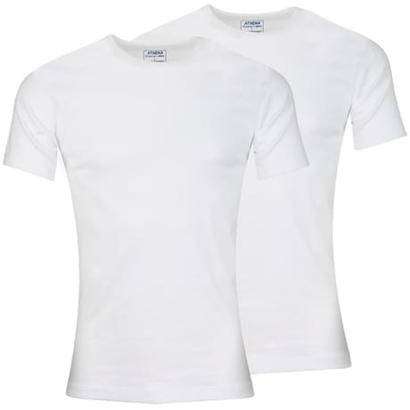 Lot de 2 tee-shirts col rond manches courtes homme coton bio Athena 950 BLANC/BLANC T6