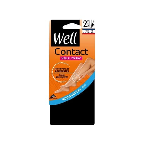2 paires de socquettes voile lycra contact WELL NOIR TU