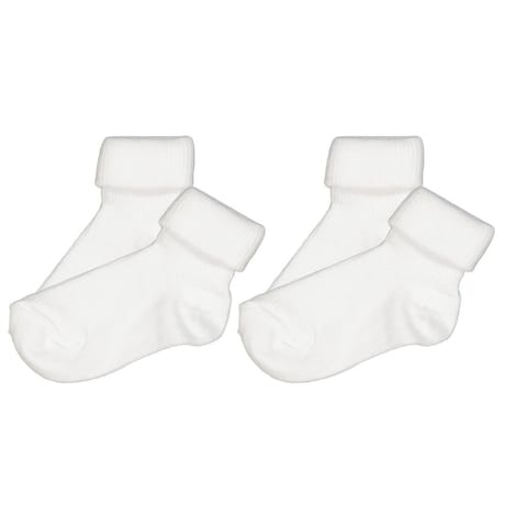 2 paires de mi chaussettes bébé à côtes revers BLANC X2 100 21\23