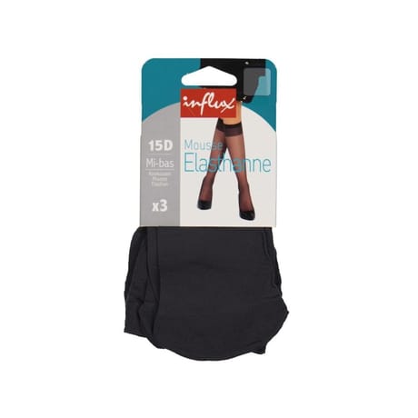 Lot de 3 paires de mi bas mousse élasthanne Influx POIVRE TU