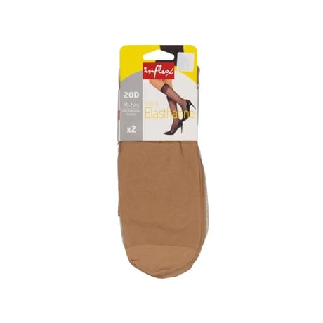 2 paires de mi bas voile élasthanne Influx 20D SABLE TU