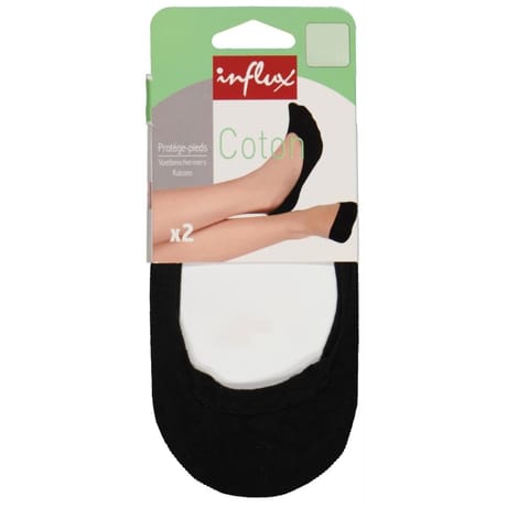 2 paires de protège pieds coton Influx NOIR TU