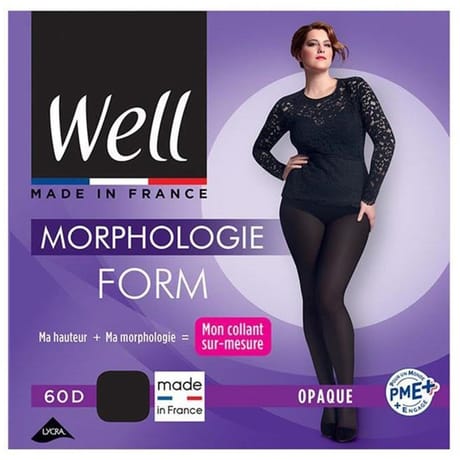 Collant opaque morphologie 60D Well NOIR SLIM+1.65