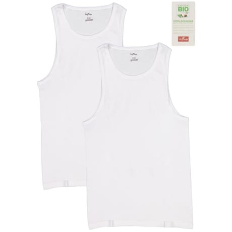 Lot de 2 débardeurs blanc homme BLANC/BLANC T5