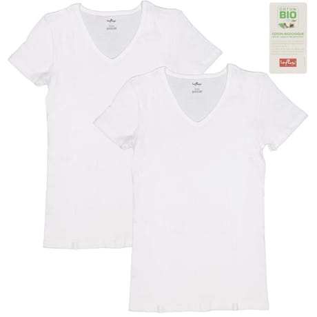 Lot de 2 tee-shirts manches courtes col V homme BLANC/BLANC T3