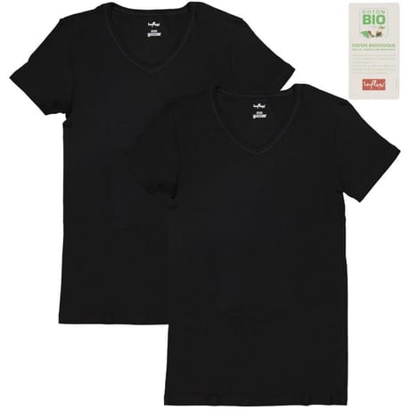 Lot de 2 tee-shirts manches courtes col V noir homme NOIR/NOIR T7