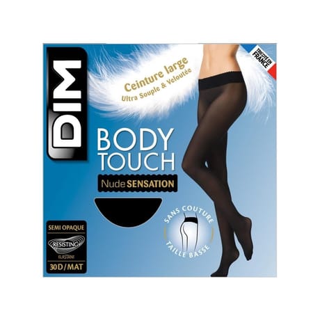 Collant semi opaque 30D nude sensation body touch Dim NOIR 0HZ T4