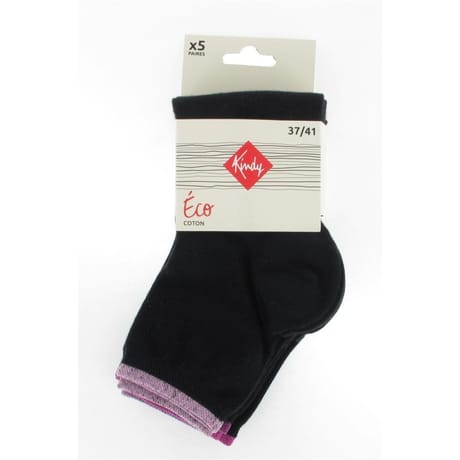 Lot de 5 paires de socquettes jersey Kindy NOIR 8000 37\41
