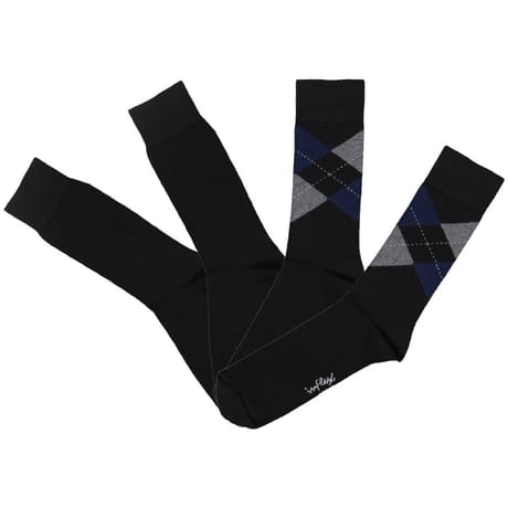 2 paires de mi chaussettes unies et  Intarsia NOIR/BLEU T39\42