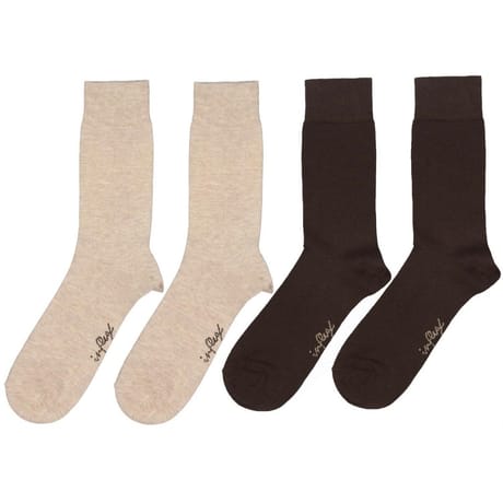 2 paires de mi chaussettes de ville unies homme CHOCOLAT/BEIGE T43\46