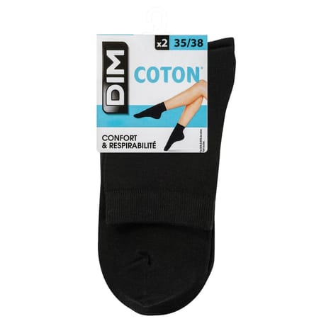 2 paires de socquettes unies coton femme Dim NOIR/NOIR 39\42
