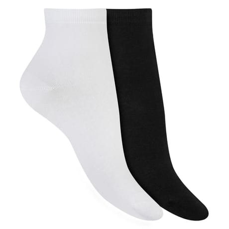 2 paires de socquettes unies coton femme Dim BLANC/NOIR 39\42