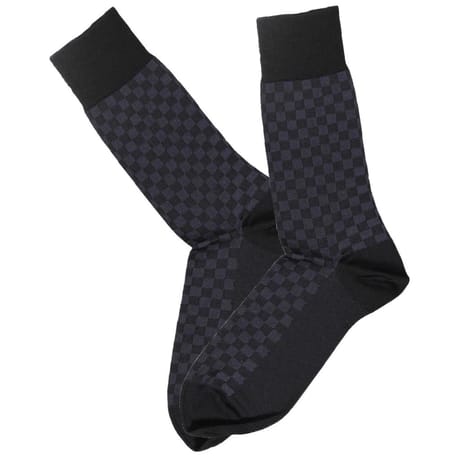 Paire de mi chaussettes homme fantaisies fil d'Ecosse NOIR T39\42