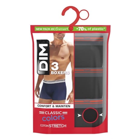 Lot de 3 boxers homme daily classic colors Dim 0HZ NOIR/NOIR/NOIR T5