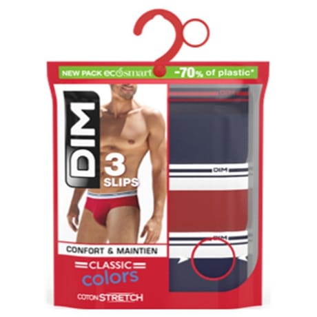 Lot de 3 slips ligne Classic Colors homme Dim 08C BLEU/ROUGE LAVE/BLEU T5