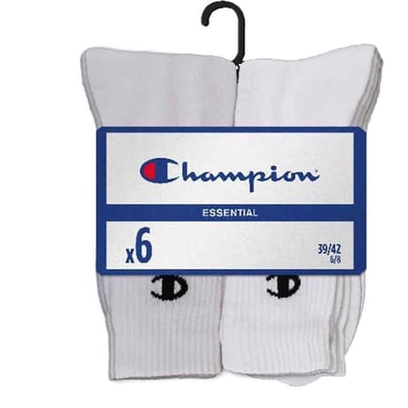Lot de 6 paires de mi chaussettes sport Champion BLANC T39\42