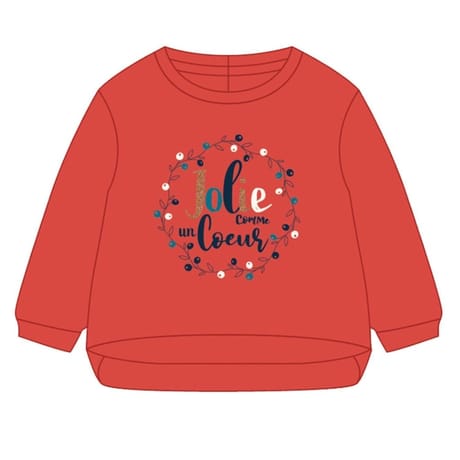 Sweat molleton manches longues TERRACOTTA 18MOIS