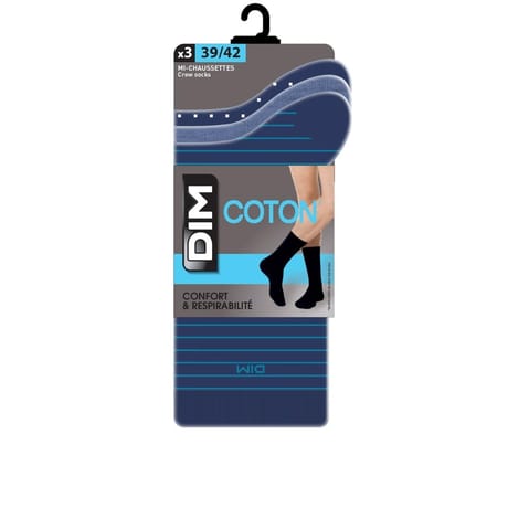 3 paires de mi chaussettes Dim BLEU MARINE/JEAN CHINE T43\46