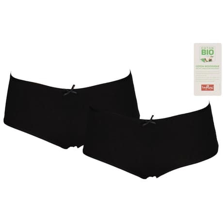 Lot de 2 shorties unis fille NOIR 14 ANS
