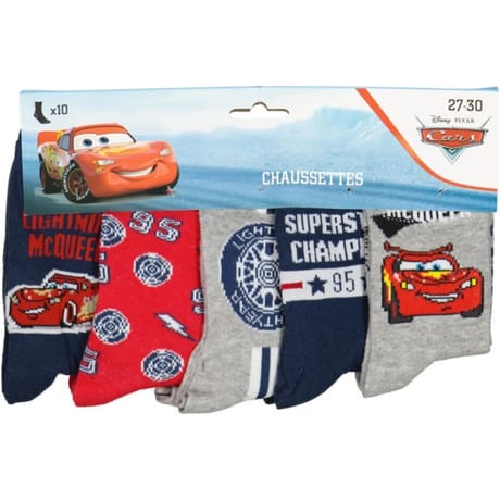 Lot de 10 paires de mi chaussettes Cars BLEU/GRIS/ROUGE 27\30