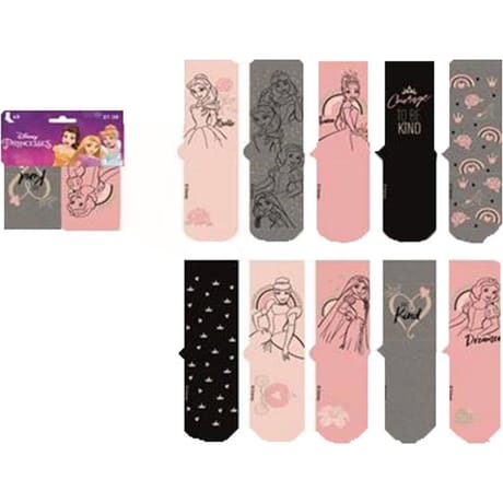 Lot de 10  paires de mi chaussettes Princesse ROSE/GRIS/NOIR 27\30
