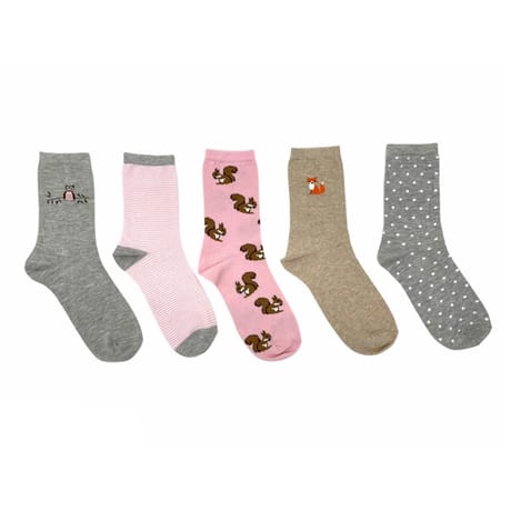 Lot de 5 paires de mi chausettes fantaisies GRIS/ROSE/BEIGE/MARRON 37\41
