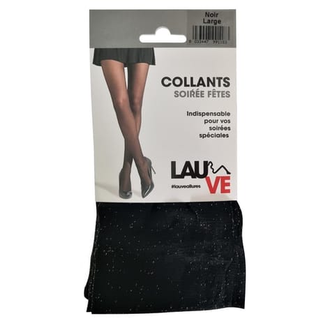 Collant fantaisie lurex Lauve NOIR DORE M