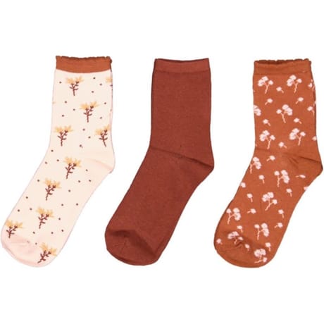 Lot de 3 paires de mi chaussettes fantaisies femme MARRON/CAMEL/SAUMON 37\41