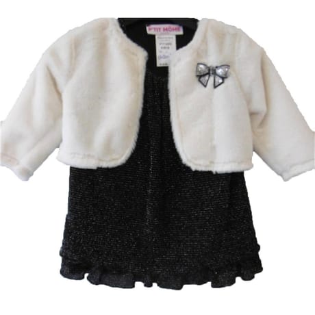 Ensemble robe et gilet ROSE/CARREAUX GRIS LEA 6 MOIS