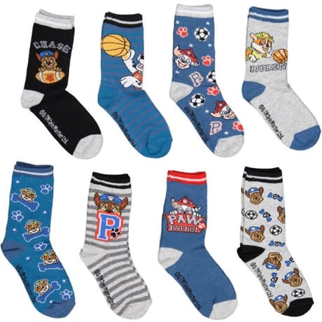 Lot de 8 paires de mi chaussettes garçon Pat Patrouille GRIS 27\30