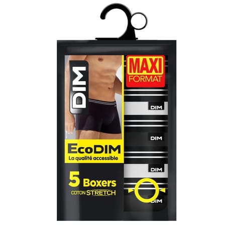 Lot de 5 boxers homme Ecodim Dim 4F5 NOIR/GRIS/NOIR/GRIS T3