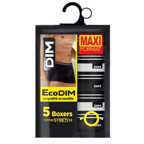 Lot de 5 boxers homme Ecodim Dim 4F5 NOIR/GRIS/NOIR/GRIS T5
