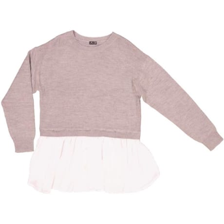 Pull manches longues 2 en 1 femme GRIS CHINE/BLANC 42\44
