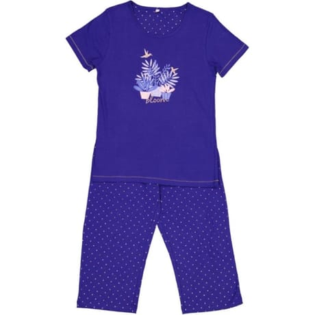Pyjama corsaire manches courtes femme MARINE POIS T42/44