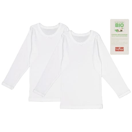 Lot de 2 tee-shirts manches longues BLANC 10\12 ANS